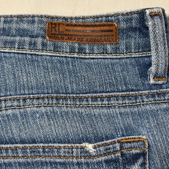 Polo Jeans Co Ralph Lauren Womens 14 Bootcut Denim Jeans Distressed Low Rise Y2K - Picture 4 of 14